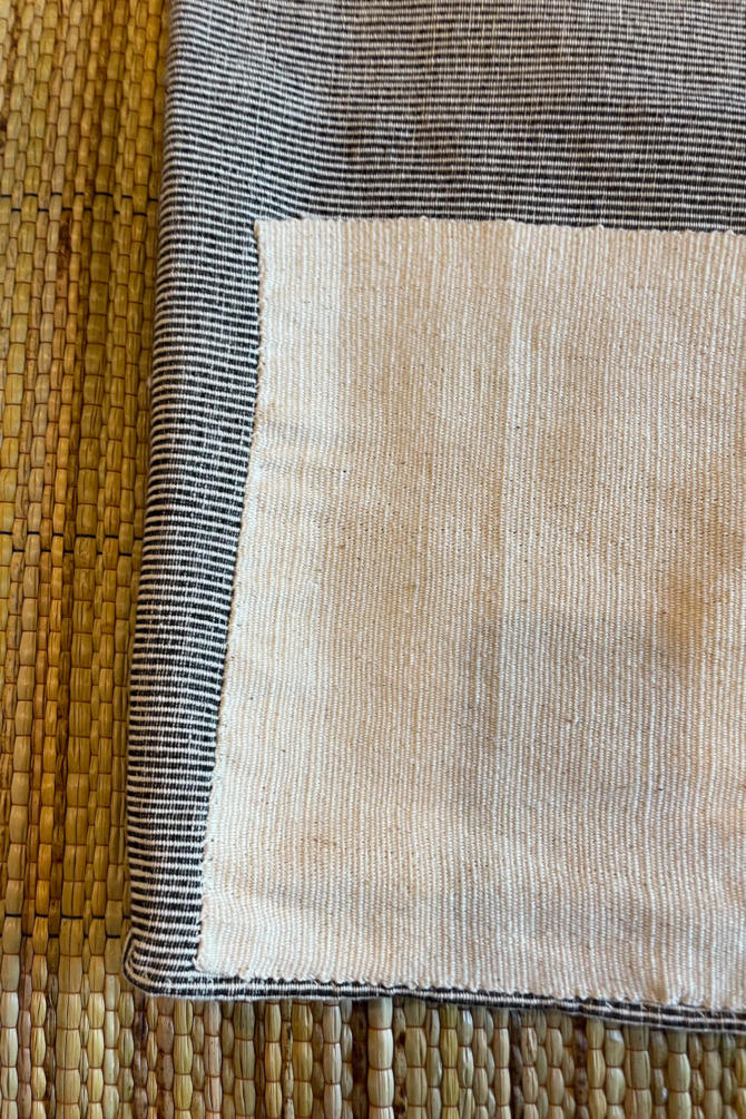 ラワ(ルア)族の手織り綿、手縫いジャケット-細縞・白ポケット