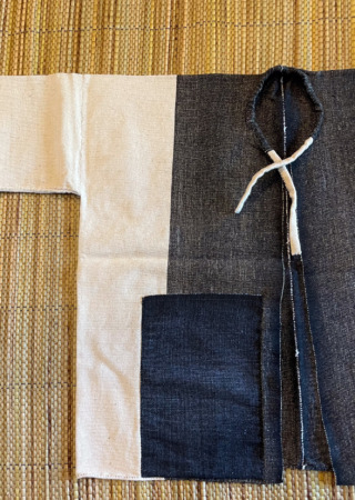 ラワ(ルア)族の手織り綿、手縫いジャケット-モノトーン-