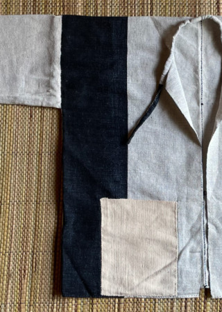 ラワ(ルア)族の手織り綿、手縫いジャケット-インディゴ-