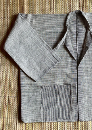 ラワ(ルア)族の手織り綿、手縫いジャケット-細縞-
