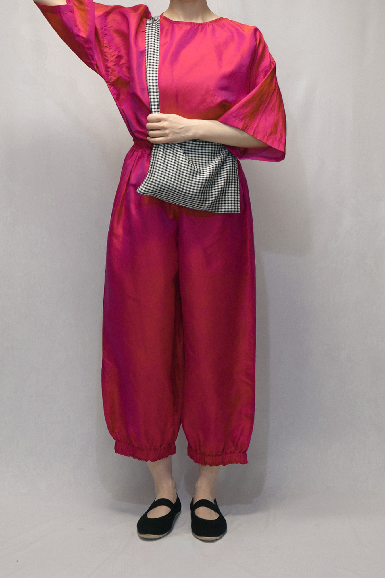 Gingham Check Thai Silk Sacoche