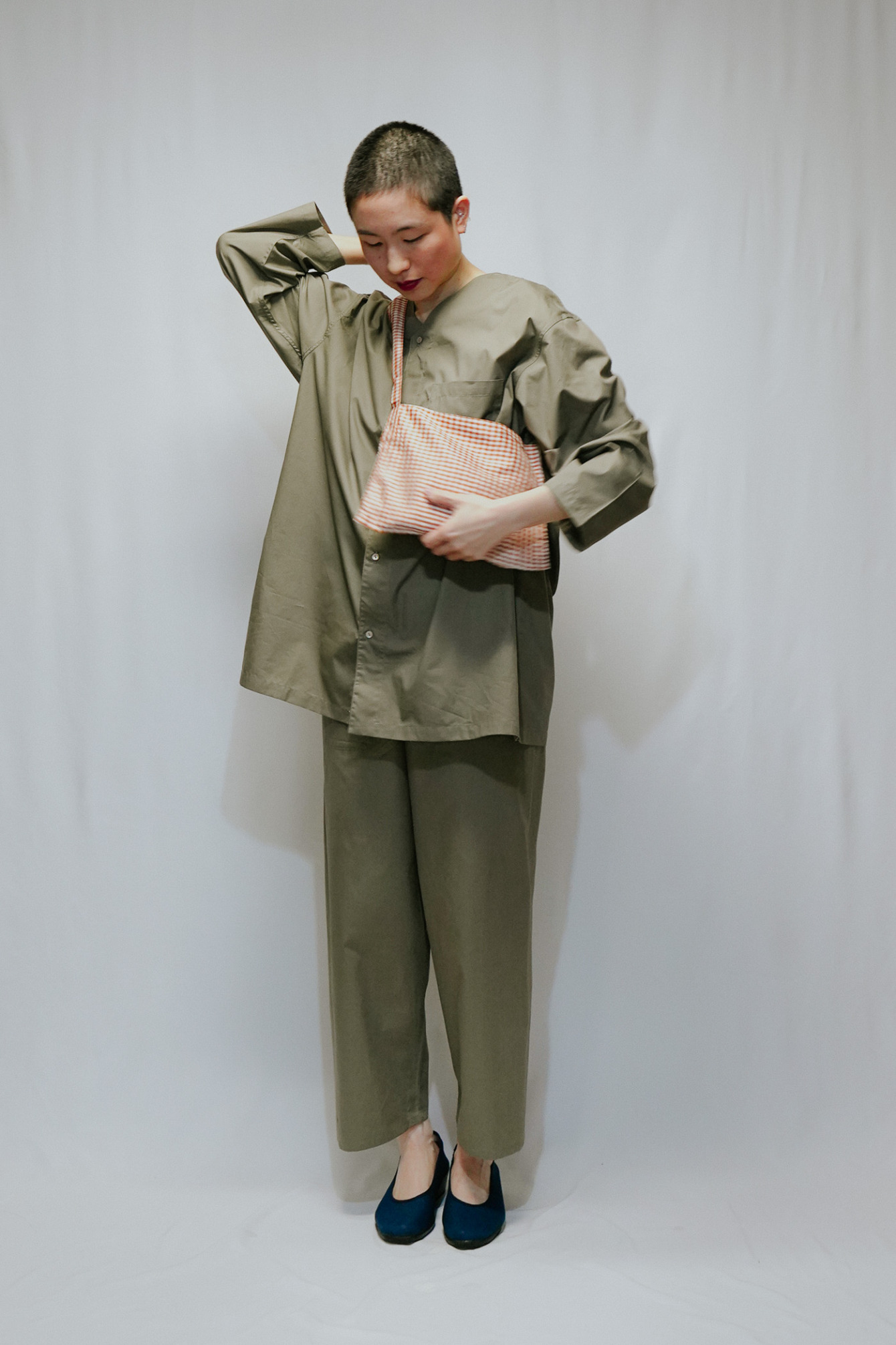 Gingham Check Thai Silk Sacoche