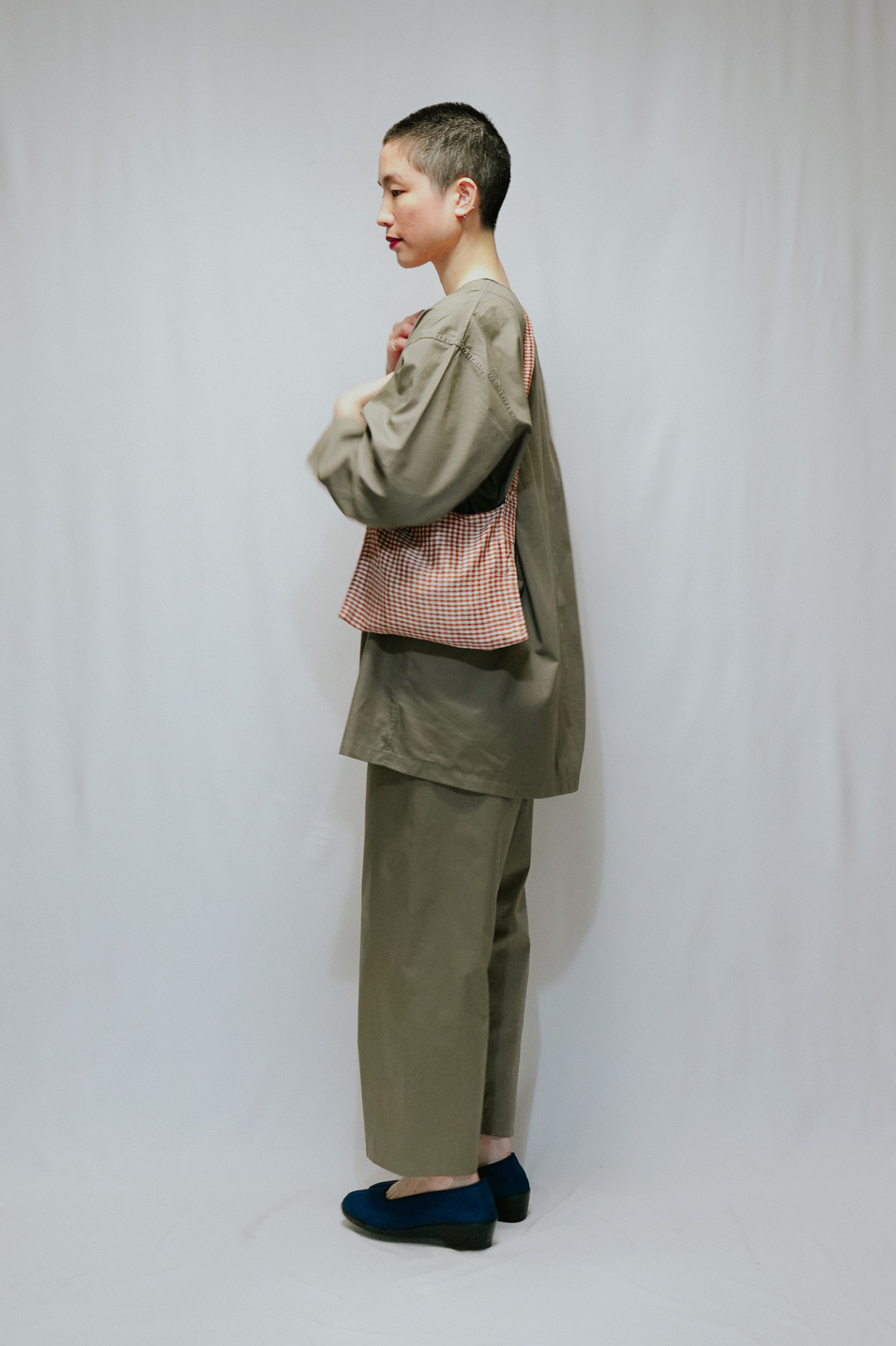 Gingham Check Thai Silk Sacoche