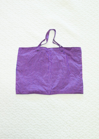 ギンガムチェック タイシルク ミニトートバッグ