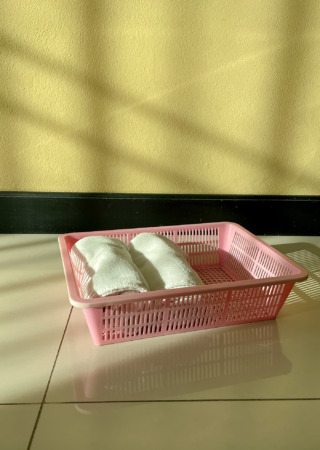 プラスチック バスケット(L) -ピンク-