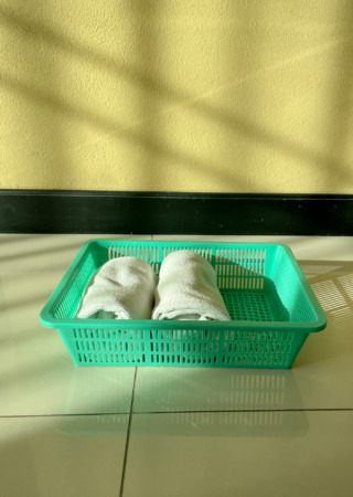 プラスチック バスケット(L) -グリーン-